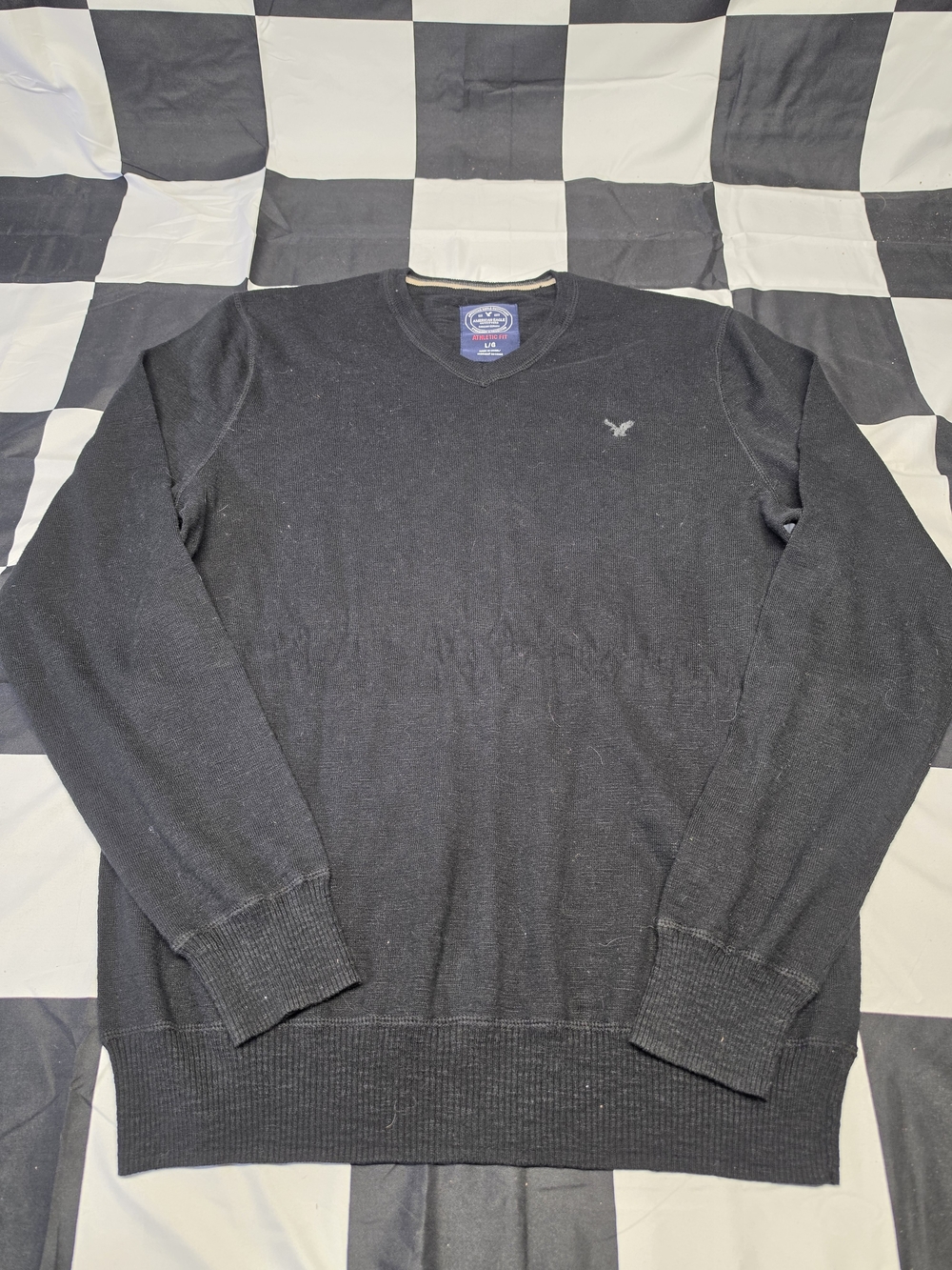 American Eagle Outfitters Black Ribbed Crewneck Sweater